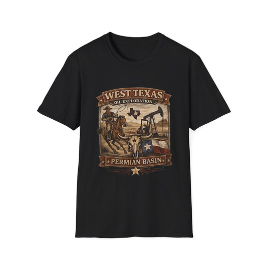 West Texas Permian Basin Landman Oilfield T-Shirt — Landman Season 3 Vintage Cowboy Oil Exploration Tee